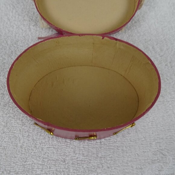 Vintage Sewing Box Pin Cushion Thread Button Organizer Storage 4 Inches Pink - Picture 7 of 10